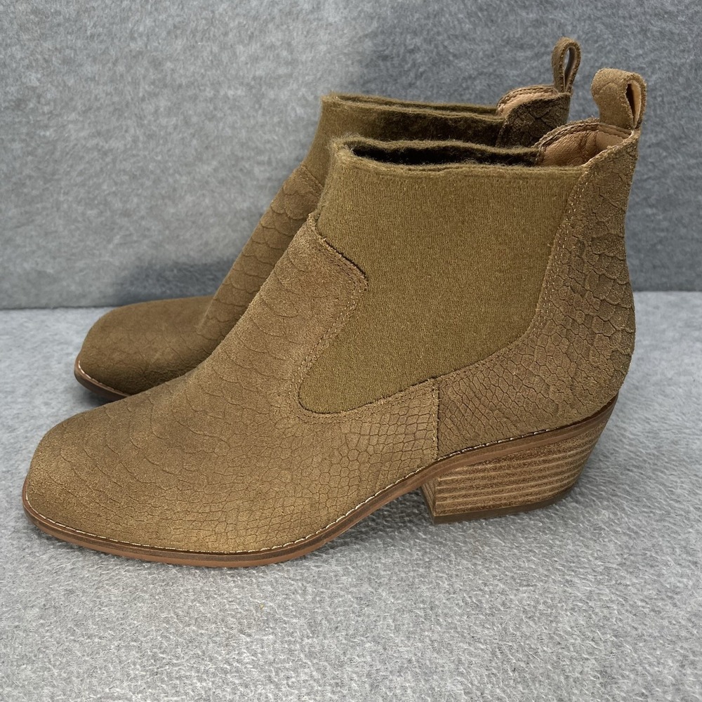 Crown Vintage Giancita Women's Size 6.5 Camel Leather Snake Print Ankle Boots